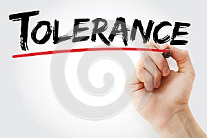Tolerance text with marker, concept background photo