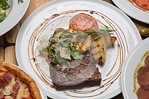 Toliet steak in the restaurant