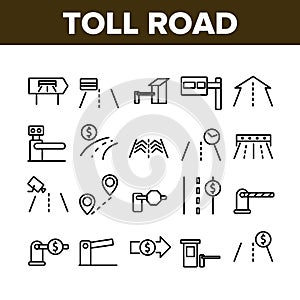 Toll Road Highway Collection Icons Set Vector