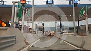 Toll station in afternoon light in Ioania highway greece