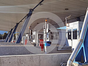 Toll station car in  cash payment greece ionia