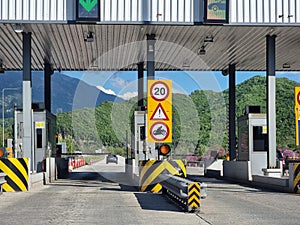 toll station in egnatia street in greece ioannina city