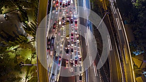 Tollway with light trails at night