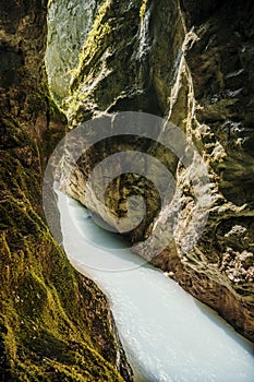 Tolmin Gorge Tolminska Korita, Triglav National Park, Slovenia, Europe.