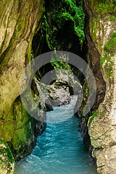 Tolmin Gorge Tolminska Korita, Triglav National Park, Slovenia, Europe.