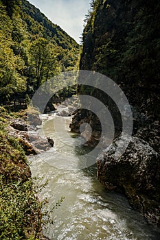 Tolmin Gorge Tolminska Korita, Triglav National Park, Slovenia, Europe.