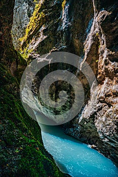 Tolmin Gorge Tolminska Korita, Triglav National Park, Slovenia, Europe.