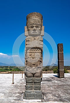 Toltec Warriors or Atlantes columns at Pyramid of Quetzalcoatl in Tula, Mexico photo