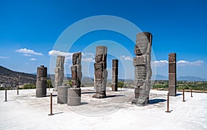 Toltec Warriors or Atlantes columns at Pyramid of Quetzalcoatl in Tula, Mexico photo