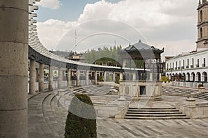 Toluca Cathedral and its famous portals, typical Mexican scene.