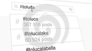 Toluca hashtag search through social media posts