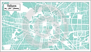 Toluca Mexico City Map in Retro Style. Outline Map