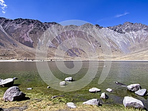 Toluca, Mexico. Landscape of the Laguna del Sol, in the background the crater of the Nevado de Toluca volcano.