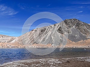 Toluca, Mexico. View of a lagoon located in the crater of an old volcano: Nevado de Toluca.