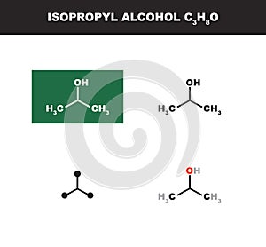 Vector molecule of isopropyl alcohol or isopropanol in several variants - organic chemistry concept