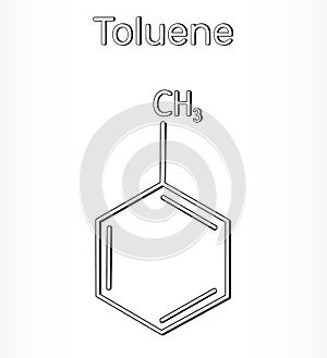 Toluene molecule, C7H8 - structural chemical formula and model