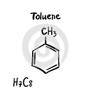 Toluene Molecule Formula Hand Drawn Imitation