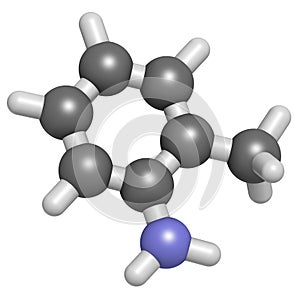 Toluidine ortho-toluidine, 2-methylaniline molecule. Suspected to be carcinogenic. photo