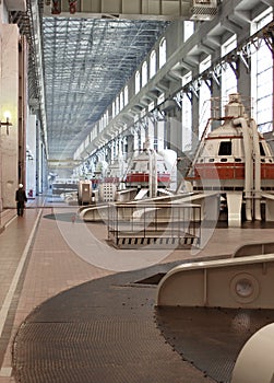 Tolyatti, Russia, September 08, 2005: Hydroelectric power station engine room.