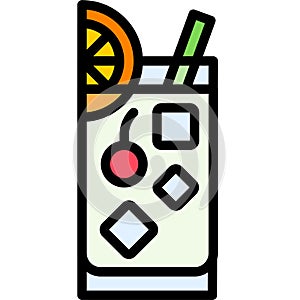 Tom Collins Cocktail icon, Alcoholic mixed drink vector