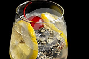 Tom Collins cocktails on black background