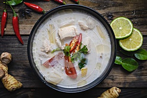 Tom Kha Gai on wooden table