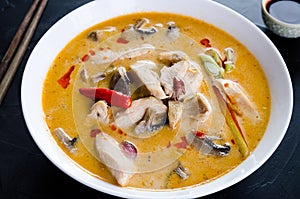 Tom Kha Kai soup with mushrooms