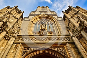 Tom Tower, Low Angle, Christ Church College, Oxford University, England