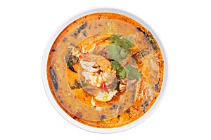 Tom yam kung or Tom yum, tom yam, isolated with clipping paths on white background.