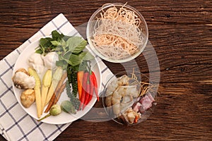 Spageti seafood ingredient thai food style photo