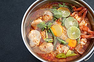 Tom Yum Goong soup fire pot traditional Asian food