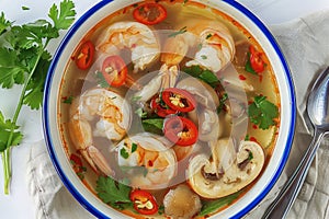 Tom Yum Goong: Spicy Thai Shrimp Soup with Mushrooms