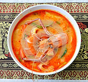 Tom Yum Goong - Thai hot and spicy soup photo