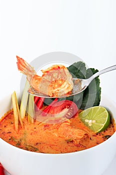 Tom Yum Goong, the Thai style hot and sour prawn soup