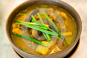 Tom Yum Grouper Fish Soup (Southern Thai food Tom Som Pla Gao)