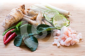 Tom Yum ingredients on a natural background