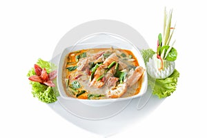 Tom Yum Koong Thai Language is prawn and lemon grass soup delicious Thai food