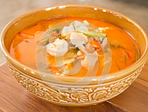 Tom Yum Kung thai spicy seafood soup