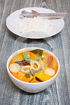 Tom Yum Kung-Thai spicy soup with Thai Jasmine Rice