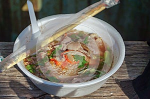 Tom Yum noodle soup is popular hot and spicy soup in Thailand.