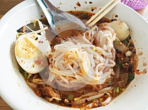 Tom Yum Noodles Street food in Thailand
