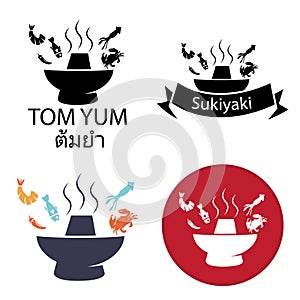 Tom Yum, Sukiyaki ,Spicy Hot pot logo and icon