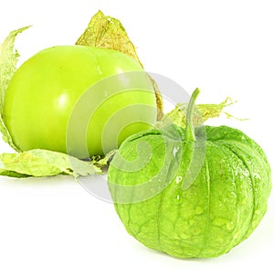 Tomatillo or mexican green tomato fruit or vegetable