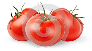 Three isolated tomatoes