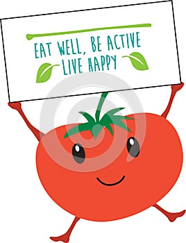 Tomato antioxidants type cartoon message