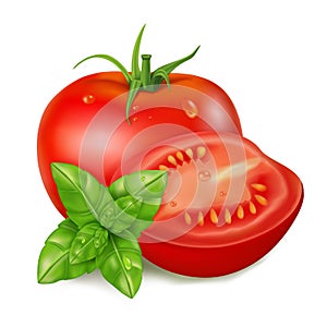 Tomato and basil with drops