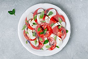 Tomato, basil, mozzarella Caprese salad with balsamic vinegar and olive oil