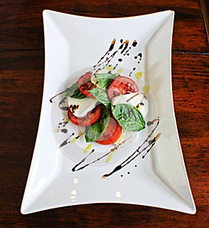 Tomato basil and mozzarella salad