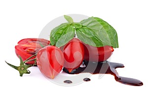 Tomato with basil over balsamic vinegar