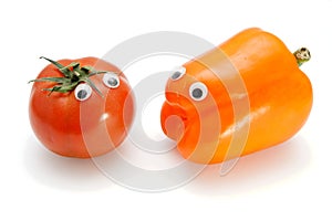 Tomato and bellpepper with eyes photo
